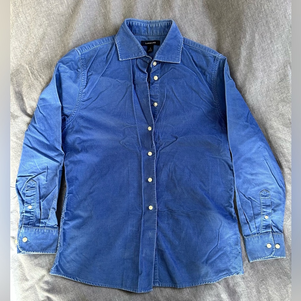Lands' End Vintage Classic Blue Corduroy Shirt